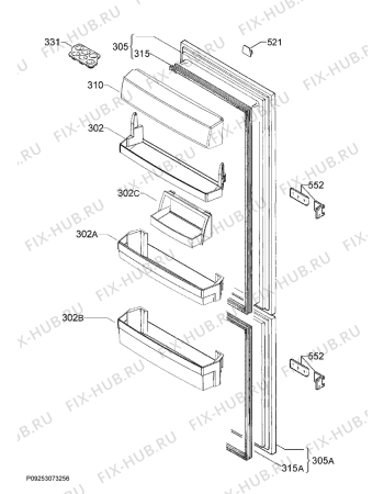 Взрыв-схема холодильника Aeg SCS6181LNS - Схема узла Door 003