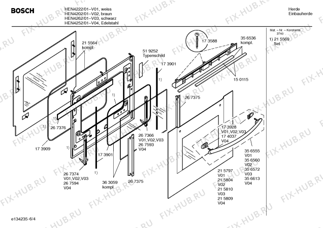 Схема №5 HEN4202 с изображением Панель управления для духового шкафа Bosch 00365901