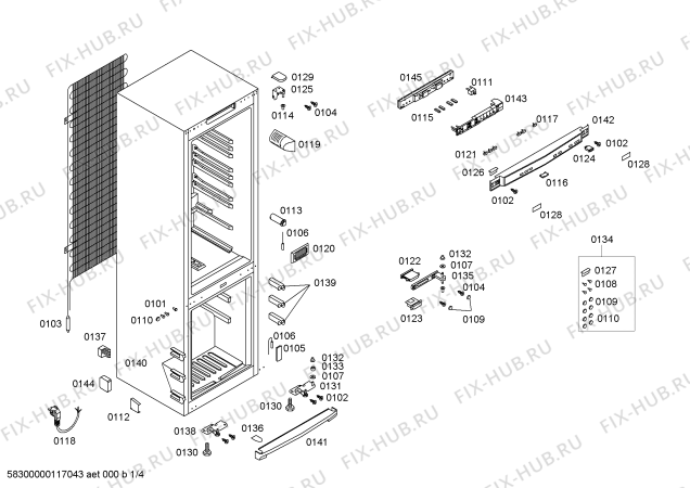 Схема №2 KG36U170EU с изображением Дверь морозильной камеры для холодильника Siemens 00241645