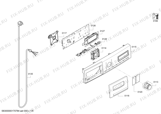 Схема №1 WM12Y760TR IQ800 с изображением Панель управления для стиральной машины Siemens 00745822