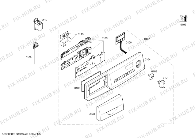 Схема №1 WVT1260FF WVT 1260 с изображением Панель управления для стиральной машины Bosch 00444510