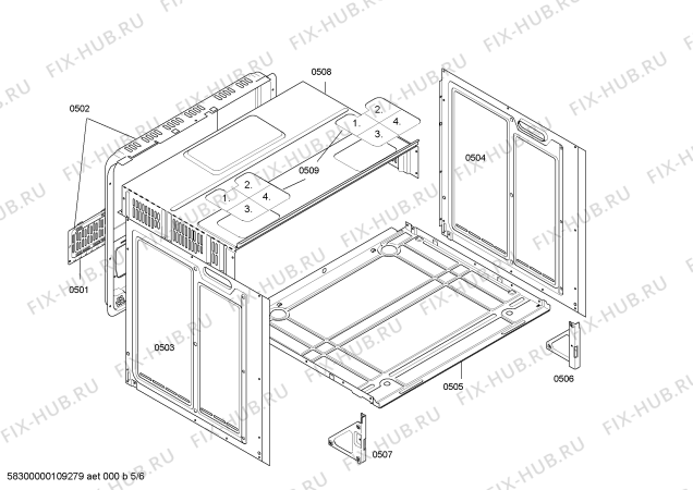 Взрыв-схема плиты (духовки) Siemens HE13023 - Схема узла 05