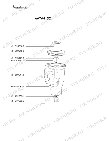 Взрыв-схема кухонного комбайна Moulinex AATA41(Q) - Схема узла 5P000364.1P2