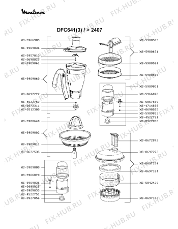 Взрыв-схема кухонного комбайна Moulinex DFC641(3) - Схема узла OP003260.4P2