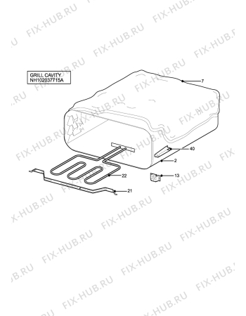 Взрыв-схема плиты (духовки) Tricity Bendix SE326W - Схема узла H10 Grill cavity assy