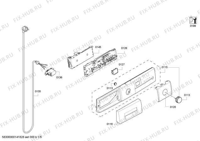 Схема №3 WM15CY1401 с изображением Ручка для стиральной машины Bosch 00657014