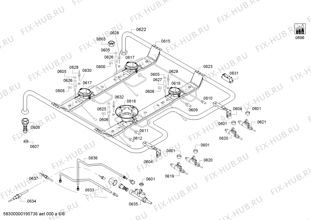 Взрыв-схема плиты (духовки) Bosch HGA24W255I - Схема узла 06