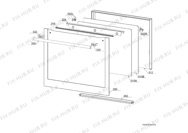 Взрыв-схема плиты (духовки) Electrolux EOBP9901VX - Схема узла Door