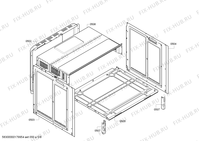 Взрыв-схема плиты (духовки) Bosch HBN231E3 - Схема узла 05