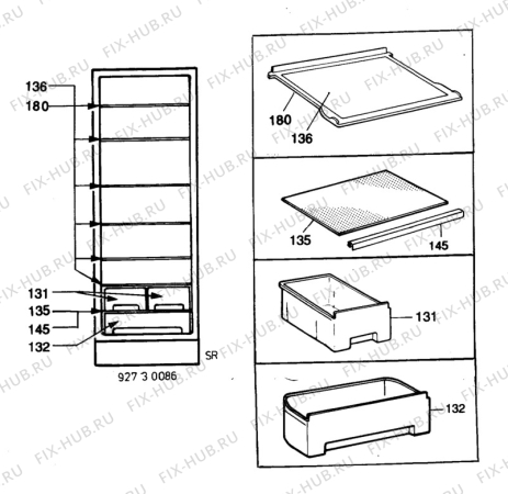 Взрыв-схема холодильника Electrolux AR3218C - Схема узла C10 Interior