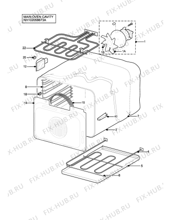 Взрыв-схема плиты (духовки) Zanussi ZOD685X - Схема узла H10 Main Oven Cavity (large)