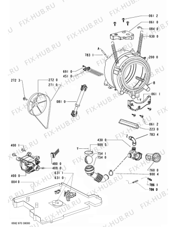 Взрыв-схема стиральной машины Whirlpool AWOE 8104/-30 - Схема узла