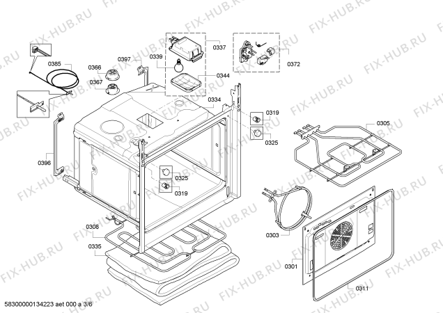 Взрыв-схема плиты (духовки) Bosch HBA70B550 - Схема узла 03