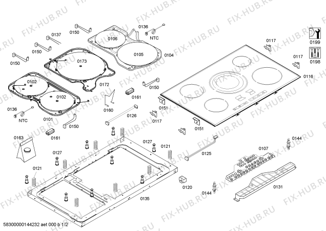 Схема №2 3EB990F IH6.1 - Standard с изображением Стеклокерамика для духового шкафа Bosch 00683165