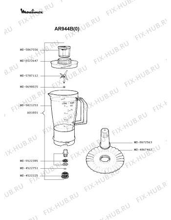 Взрыв-схема кухонного комбайна Moulinex AR944B(0) - Схема узла 6P000587.4P4