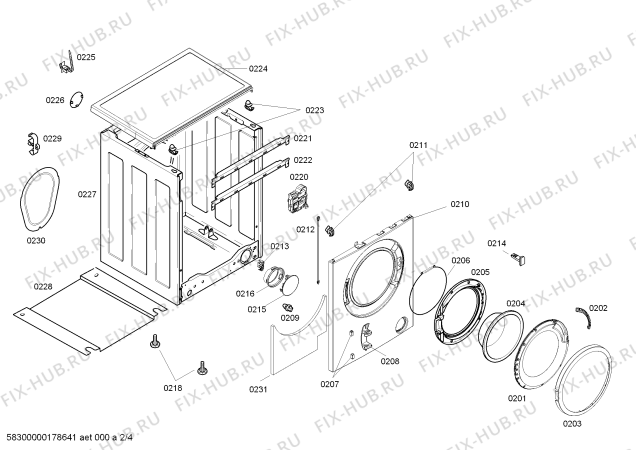 Взрыв-схема стиральной машины Siemens WM10E1681W IQ100 6.5kg - Схема узла 02