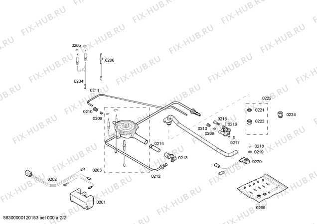 Взрыв-схема плиты (духовки) Bosch PGF375K03P - Схема узла 02