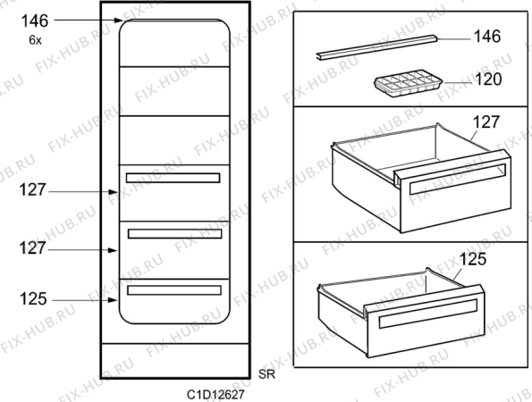 Взрыв-схема холодильника Electrolux EU7101C - Схема узла C10 Interior