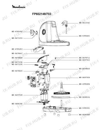 Схема №1 FP602148/703 с изображением Перекрытие для кухонного измельчителя Moulinex MS-5785607
