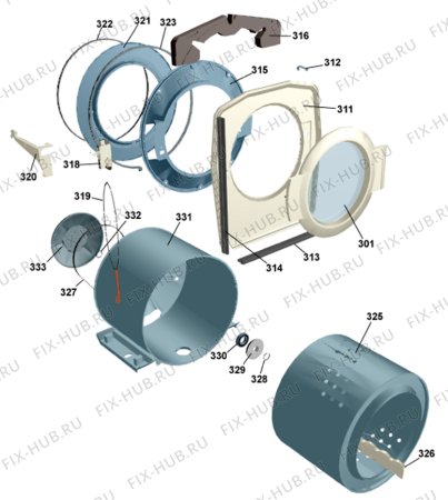 Взрыв-схема стиральной машины Gorenje W6561 no door NO   -White (180334, WM56NO) - Схема узла 03