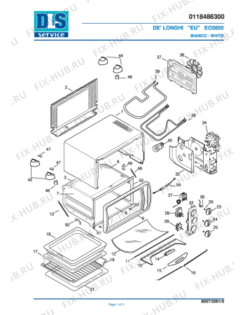 Схема №1 EO 3850 BLANC R.5134901 (MAISON) с изображением Панель для электропечи DELONGHI 5918120300