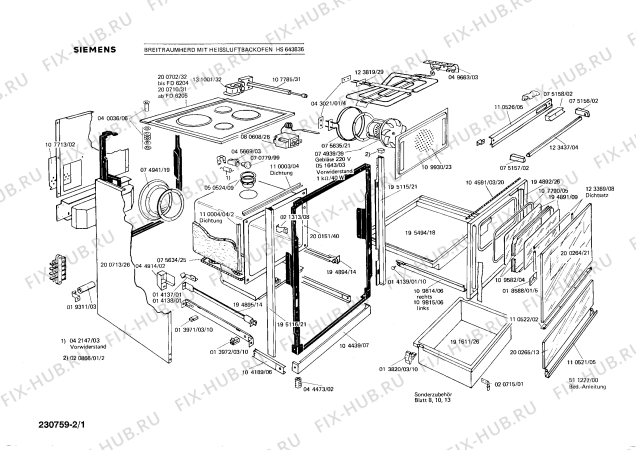 Схема №1 HE6432K с изображением Терморегулятор для плиты (духовки) Bosch 00080400