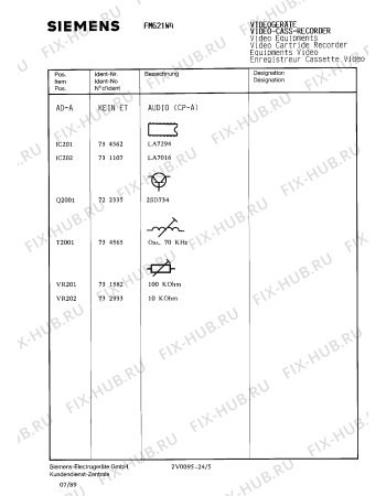 Схема №5 FM621W4 с изображением Сервисная инструкция для видеоэлектроники Siemens 00535318