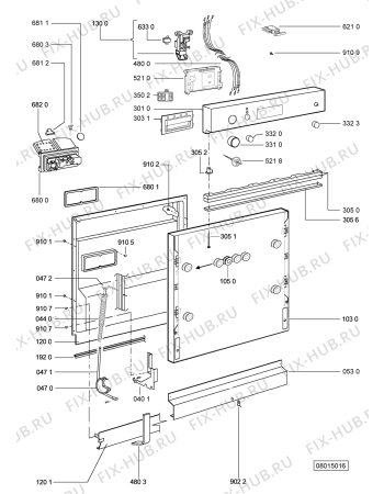 Схема №1 ADG 655/1 ME с изображением Панель для посудомоечной машины Whirlpool 481245373254