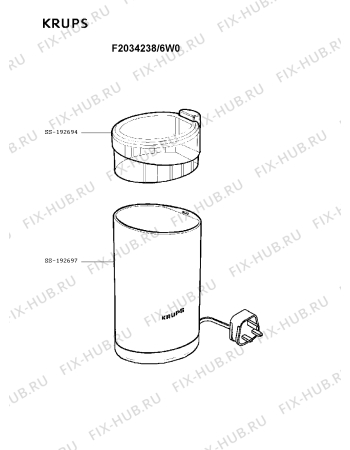 Схема №1 F2034238/6W0 с изображением Двигатель (мотор) для электрокофеварки Krups SS-192697