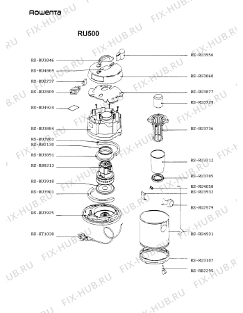 Взрыв-схема пылесоса Rowenta RU500 - Схема узла RU500___.AT1