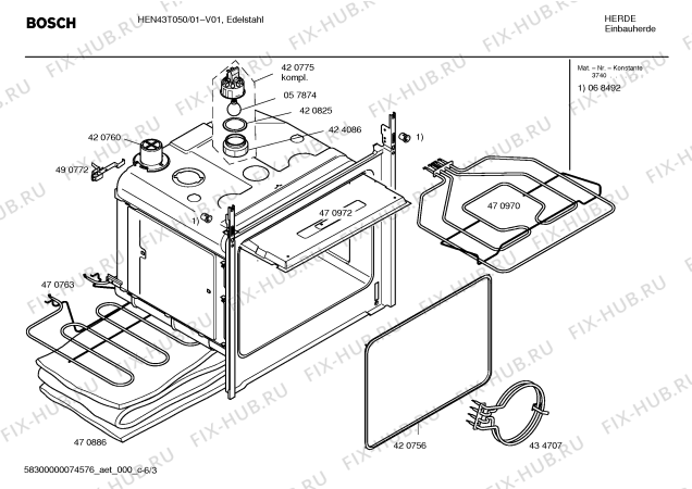 Взрыв-схема плиты (духовки) Bosch HEN43T050 - Схема узла 03