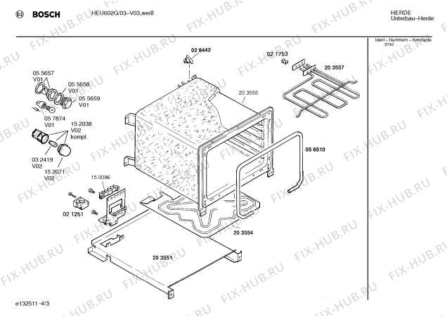 Схема №1 0750292025 HEU602F с изображением Панель для духового шкафа Bosch 00117409