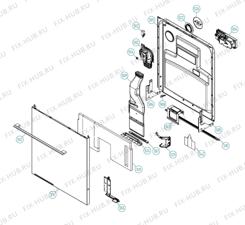 Взрыв-схема посудомоечной машины Atag VW6011RT XL NL   -VW6011RTUU-A01 (341709, DW70.3) - Схема узла 10