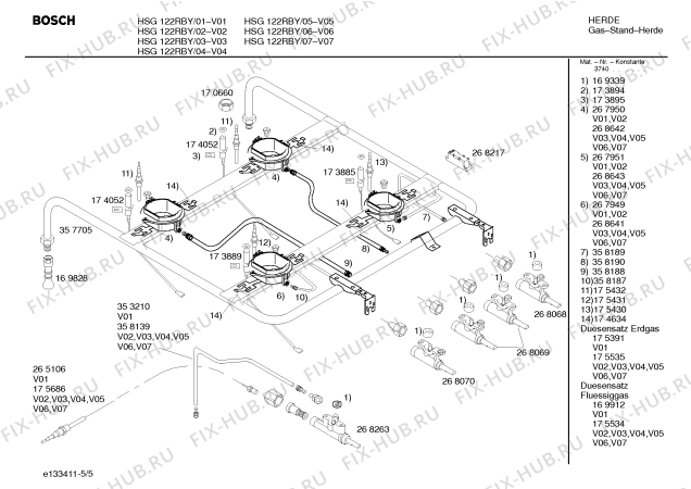 Взрыв-схема плиты (духовки) Bosch HSG122RBY - Схема узла 05