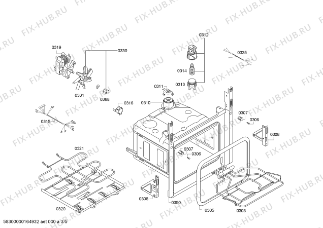 Схема №3 HB22AR521E Horn.siemens.2d.ind.s2.e0_tif.pta_bs.inx с изображением Передняя часть корпуса для электропечи Siemens 00700644