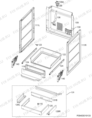 Взрыв-схема плиты (духовки) Electrolux EKC6552AOX - Схема узла Housing 001