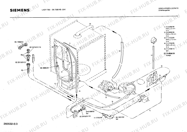 Взрыв-схема посудомоечной машины Siemens SN750045 - Схема узла 03