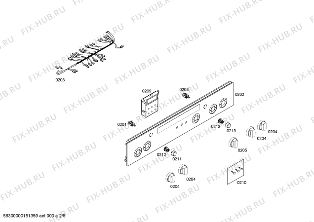 Взрыв-схема плиты (духовки) Siemens HP243525M - Схема узла 02