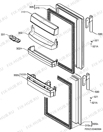 Взрыв-схема холодильника Husqvarna Electrolux QRT4220W - Схема узла Door 003