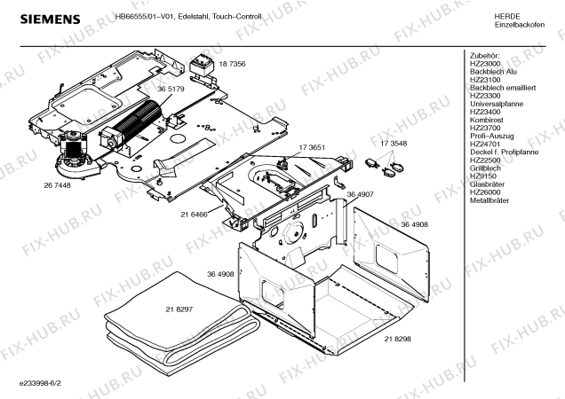 Взрыв-схема плиты (духовки) Siemens HB66555 - Схема узла 02