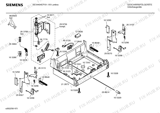 Взрыв-схема посудомоечной машины Siemens SE54404EP - Схема узла 05
