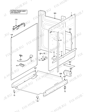 Взрыв-схема плиты (духовки) Parkinson Cowan L55V1WN - Схема узла H10 Outer Frame