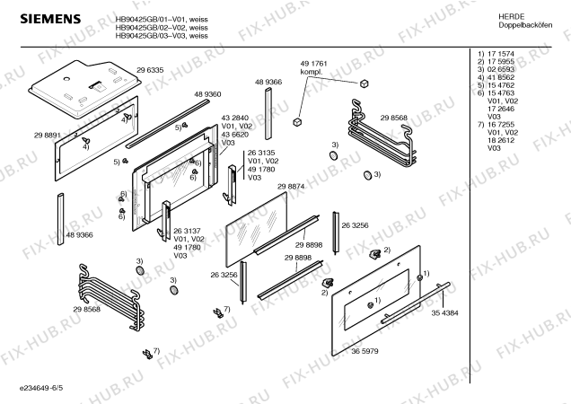 Схема №1 HB90425GB с изображением Фронтальное стекло для плиты (духовки) Siemens 00365979