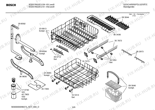 Схема №1 SE25M271EU с изображением Краткая инструкция для посудомоечной машины Bosch 00590974