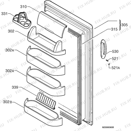 Взрыв-схема холодильника Electrolux ER7326C - Схема узла Door 003