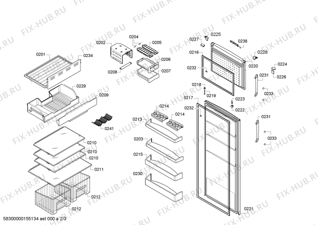 Взрыв-схема холодильника Bosch KDN40X75NE - Схема узла 02