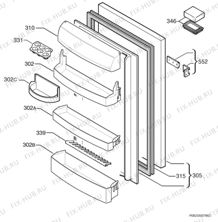 Взрыв-схема холодильника Juno Electrolux JKI4438 - Схема узла Door 003