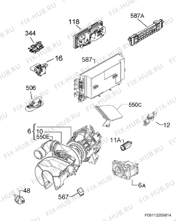 Схема №1 F55412W0 с изображением Блок управления для электропосудомоечной машины Aeg 973911054009007