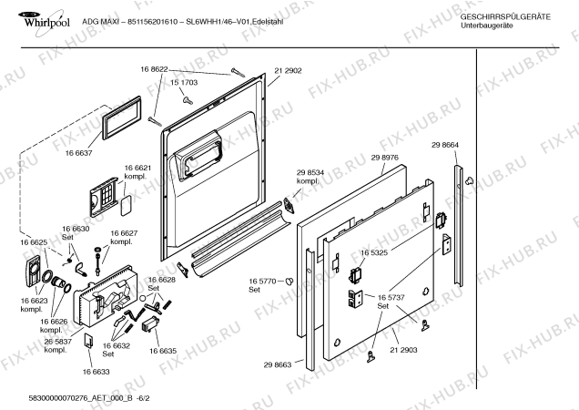 Схема №2 SL6WHH1 ADGMAXI-851156201610 с изображением Инструкция по эксплуатации для посудомоечной машины Bosch 00592501