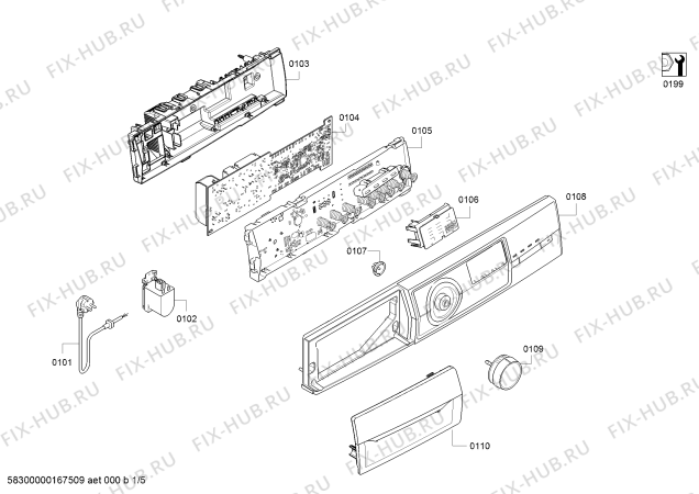 Схема №1 CM1001ETR Super 8 с изображением Панель управления для стиралки Bosch 00743534